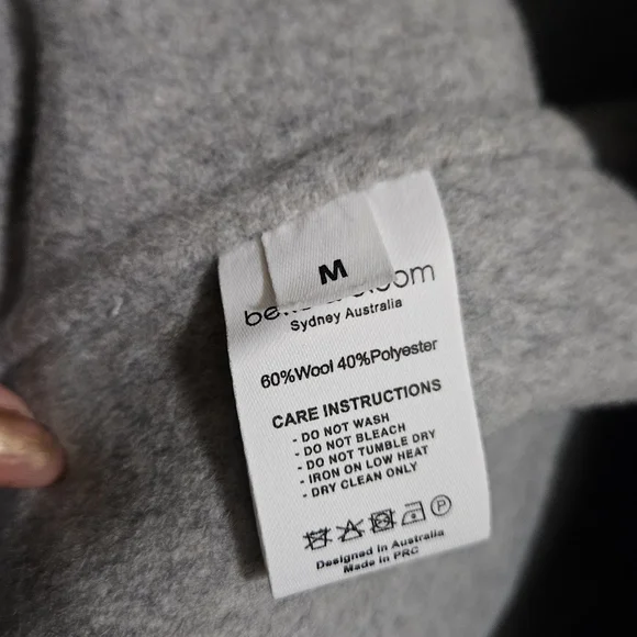 Belle & Bloom Grey Wool Blend Moto Coat - Picture 6 of 7